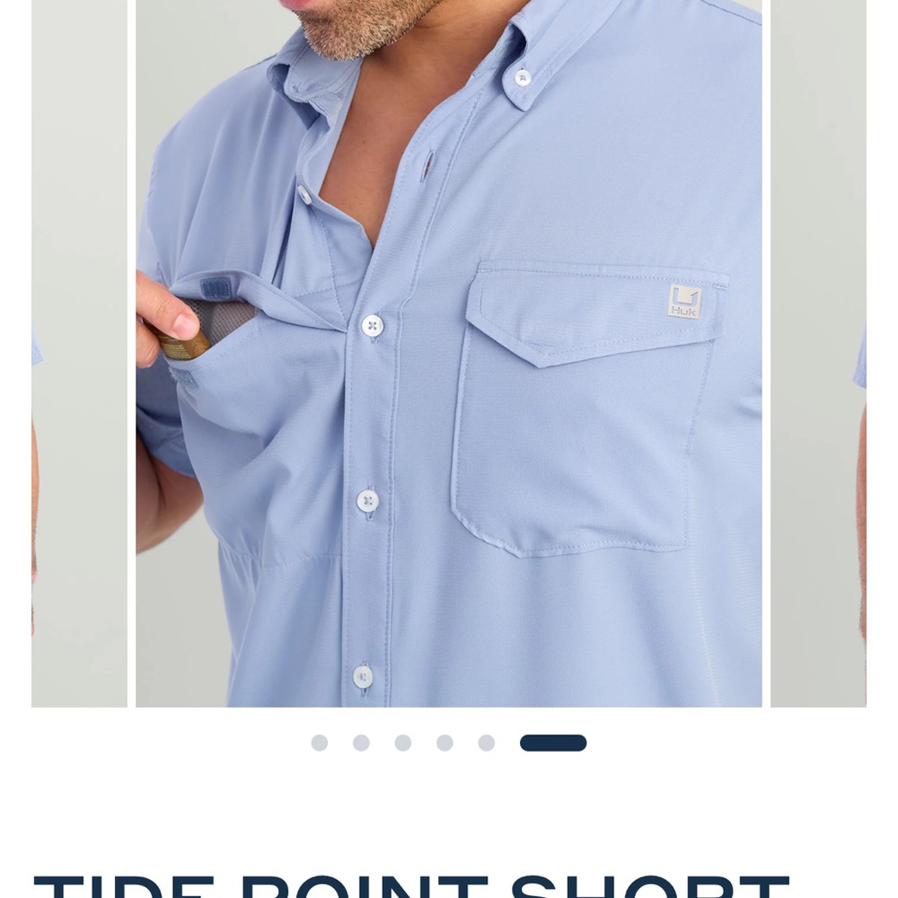 Huk Men's Casual Button Down Shirt - Sky Blue - Picture 2 of 4